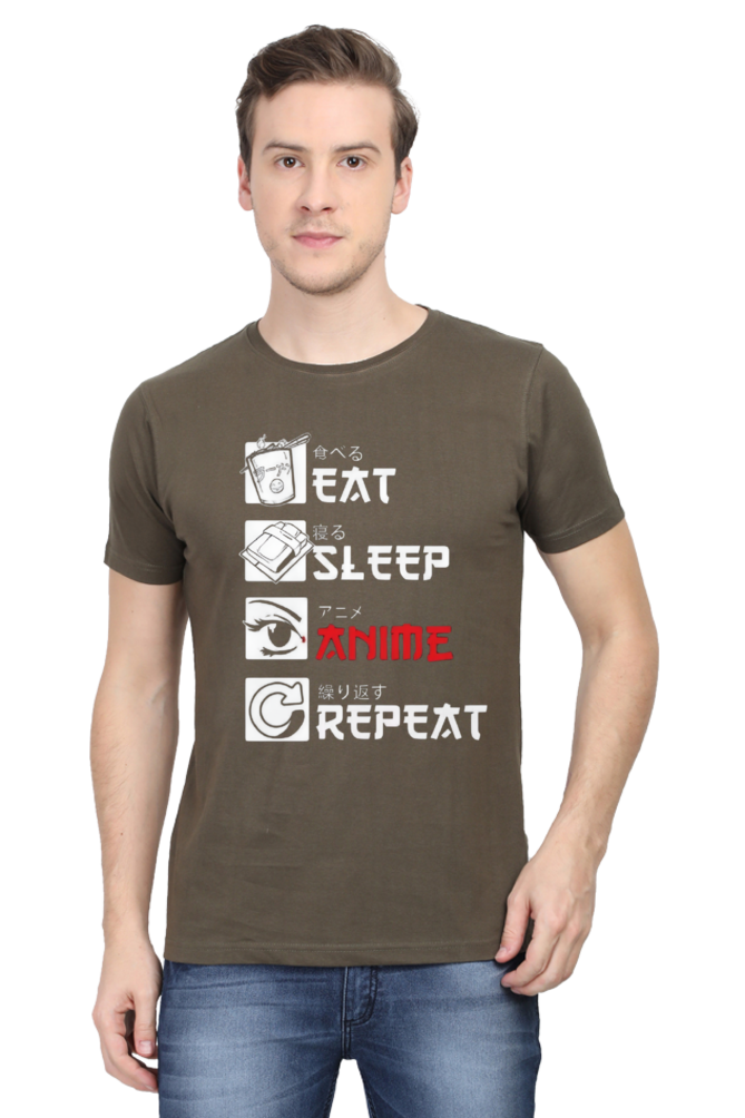 Eat Sleep Anime Repeat T Shirt - Redfever