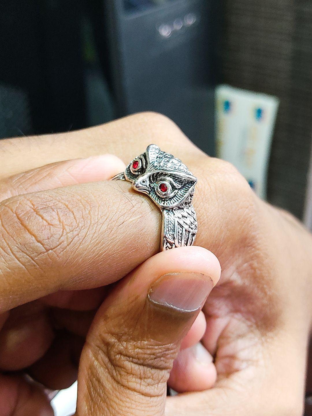 Saizen Silver Rings for Men Owl Face Ring - Redfever