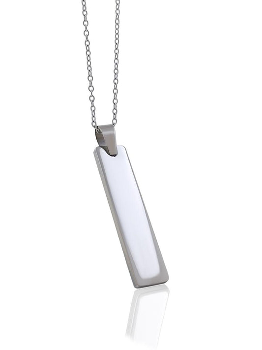 Silver Stainless Steel Vertical Bar Pendant adjustable Necklace chain - Redfever