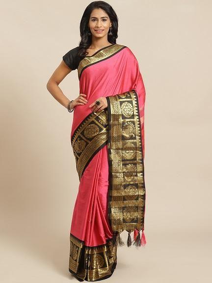 Glamorous  Zari Weaving Cotton Saree - Redfever