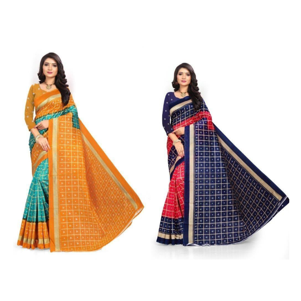 Delightful Mysore Silk Printed Combo Sarees (Pack of 2) Roposo Clout