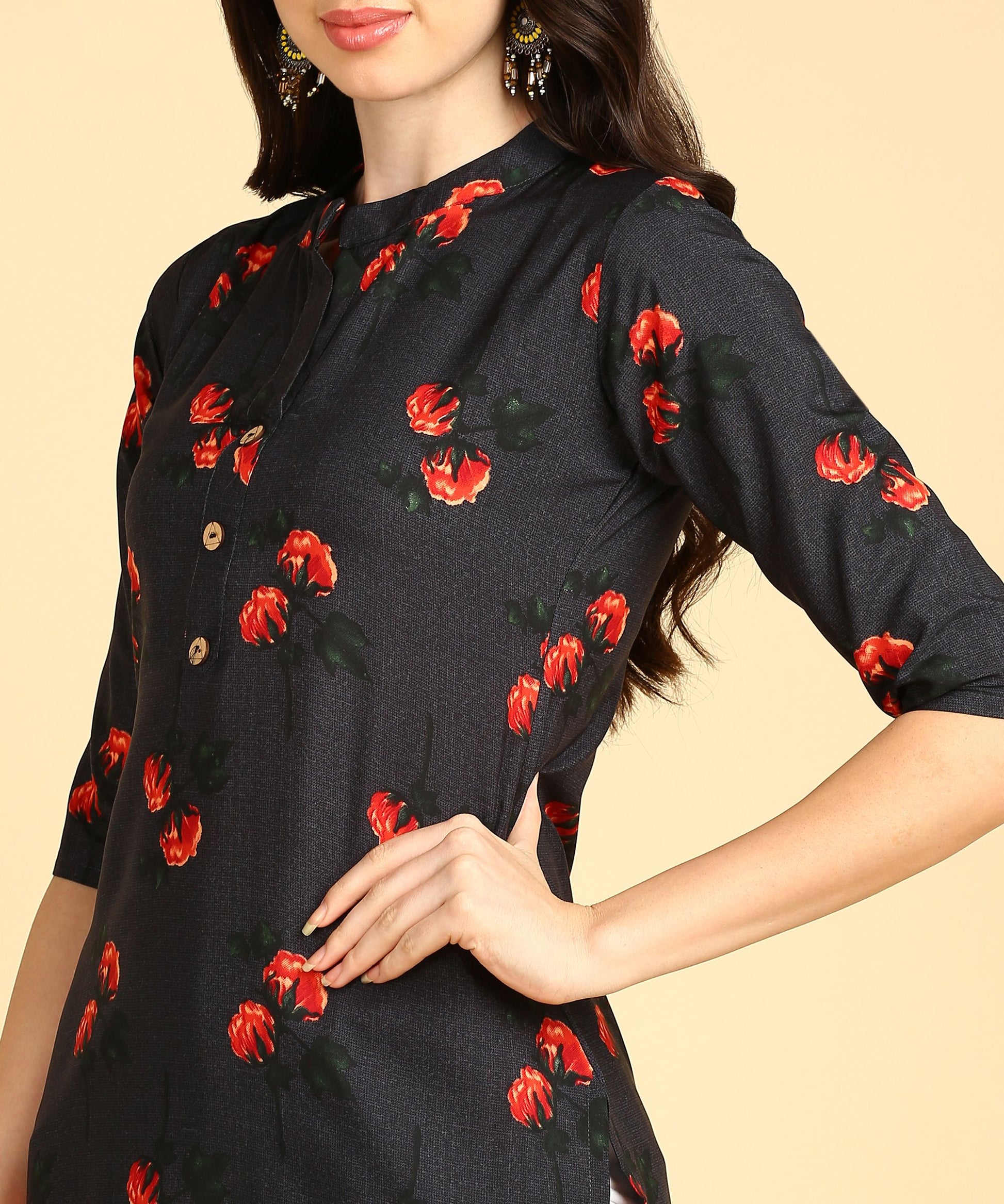 Beautiful Printed Casual Creap Kurtis - Redfever