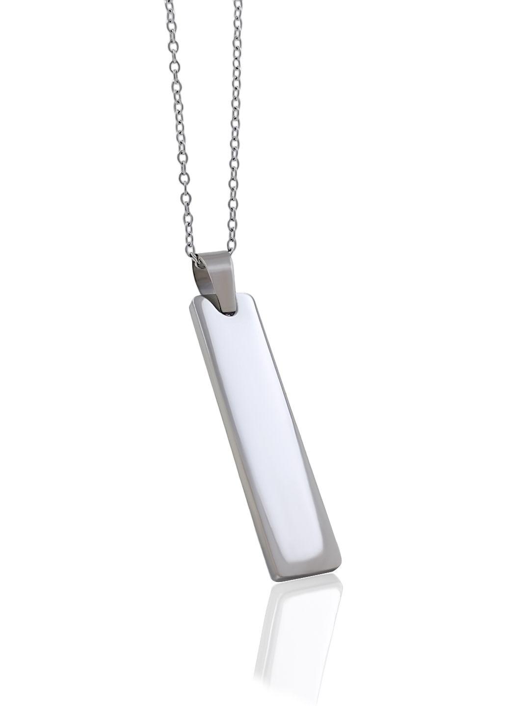 Silver Stainless Steel Vertical Bar Pendant adjustable Necklace chain - Redfever