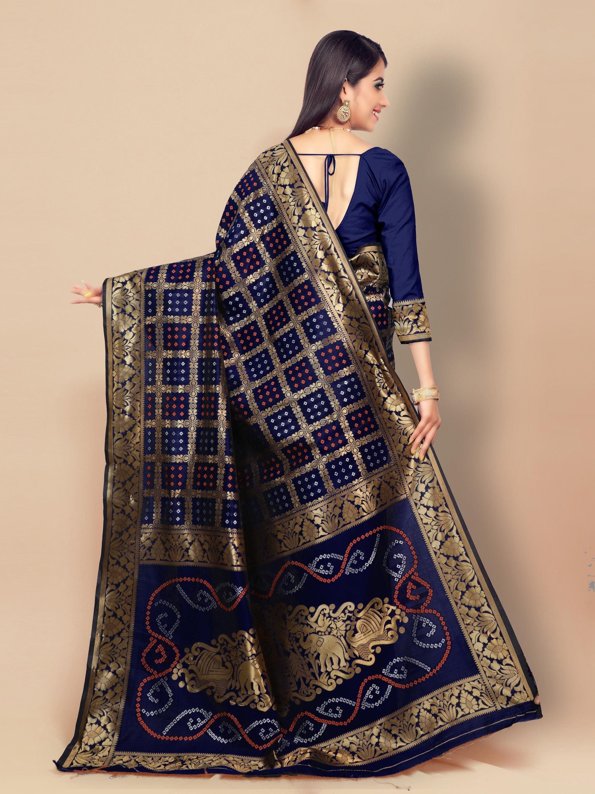 Women's Zari Work Silk Sarees - Redfever