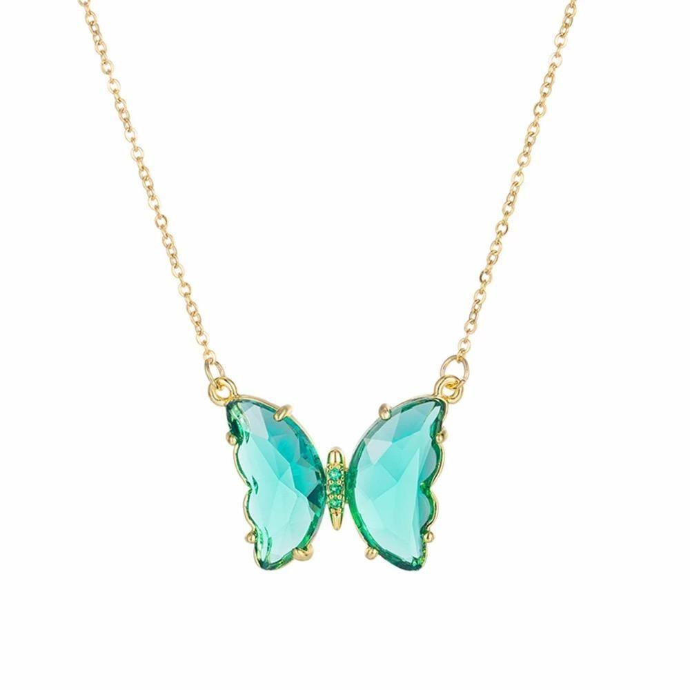 AVR Jewels pretty blue crystal butterfly pendant necklace for women and Girls - Redfever