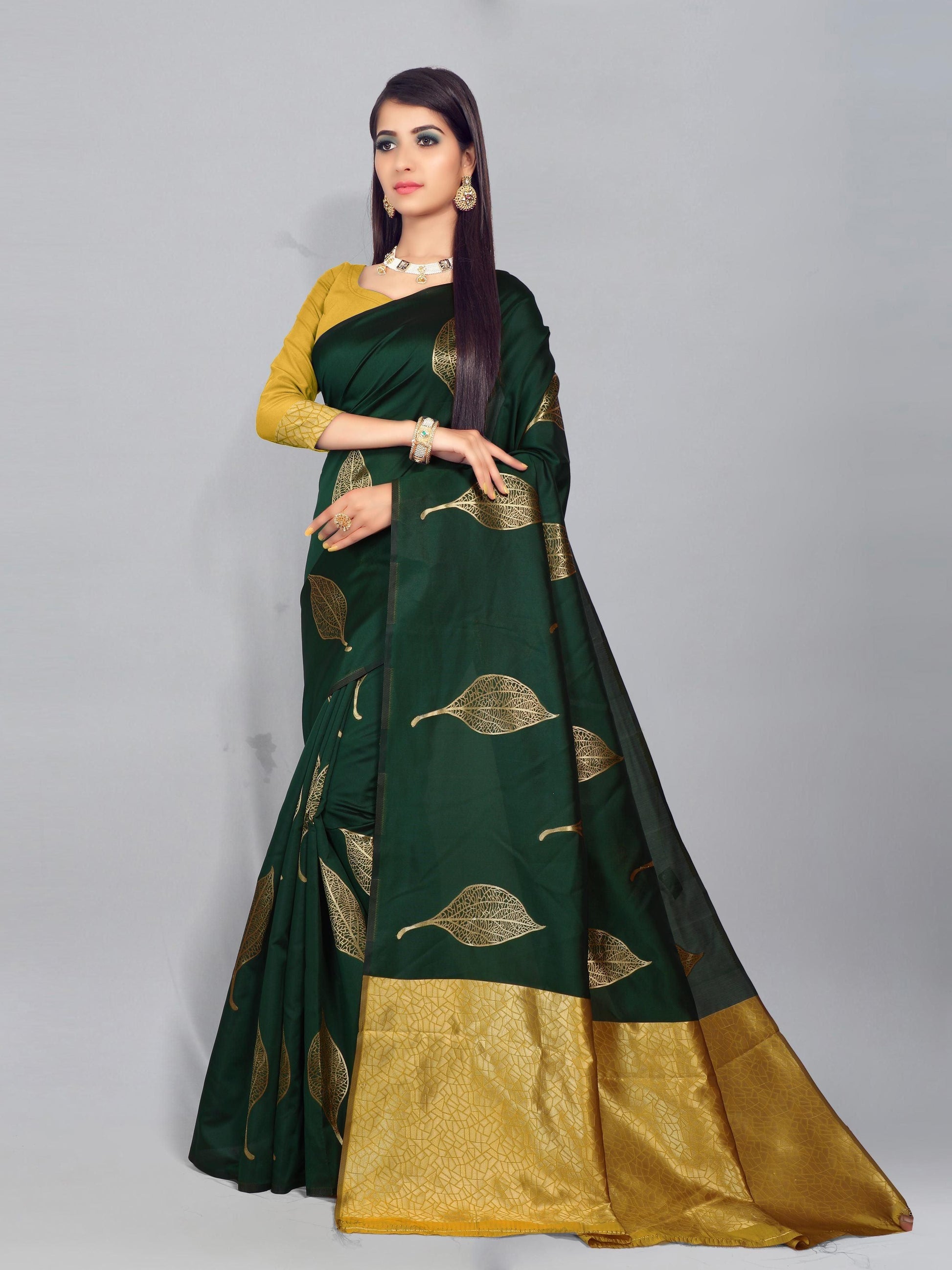 Women's Zari Work Silk Sarees - Redfever